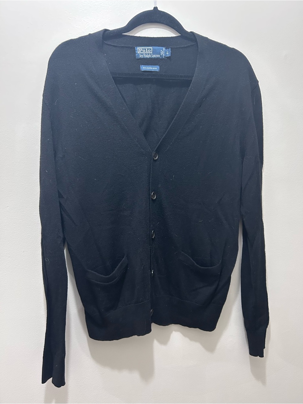 Ralph Lauren Black V-Neck Button-Up Cardigan